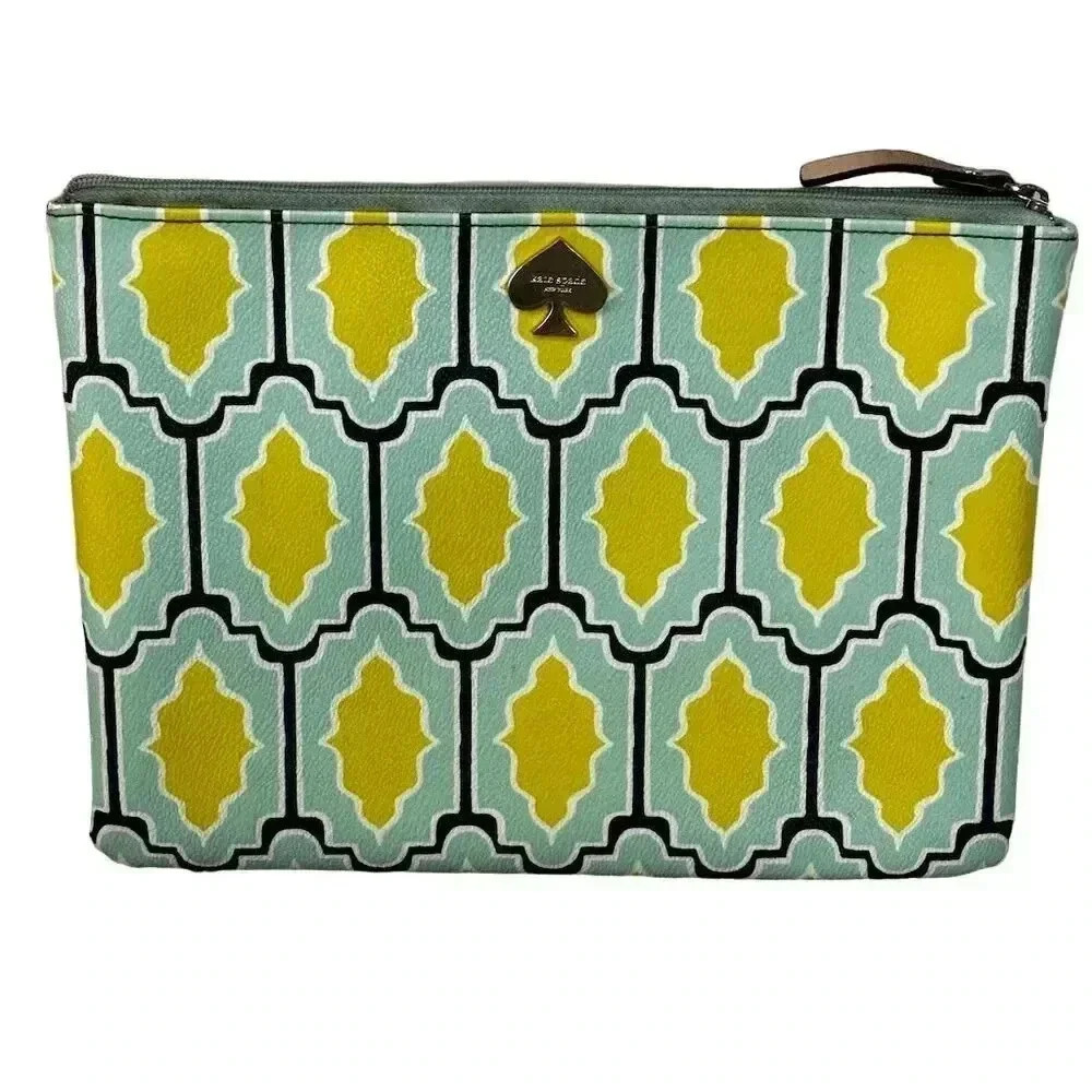Kate Spade Women's Geometric Clutch Wristlet Blue Green Bag